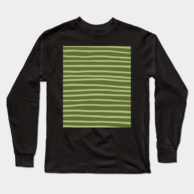 Olive Green Abstract Mudcloth Lines Pattern Long Sleeve T-Shirt by zedonee